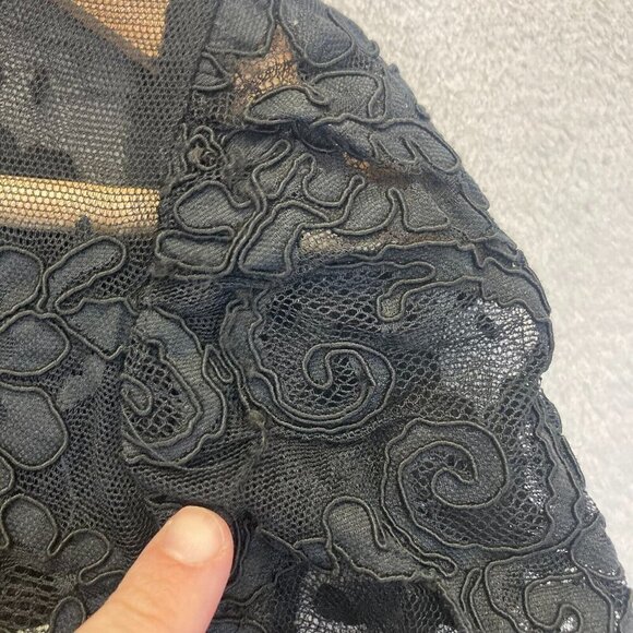 Rina diMontella Lace Satin Dress Womens Size 6 Black Ivory Knee Prom Hoco Formal - Picture 5 of 16